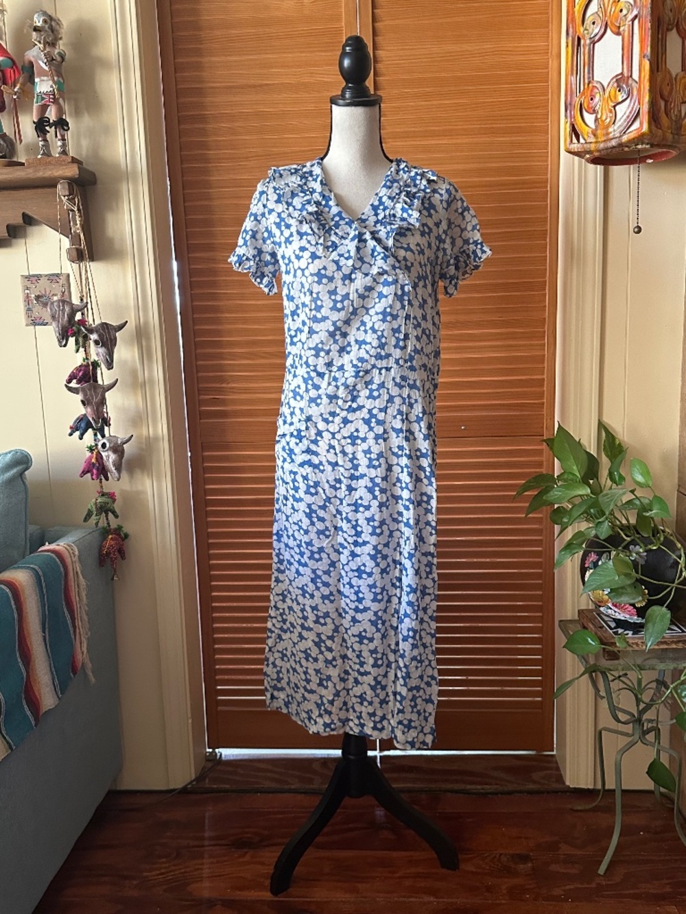 Vintage 1930s Bubble Print Feed Sack Dress: Sheer Cotton Bonnie Style